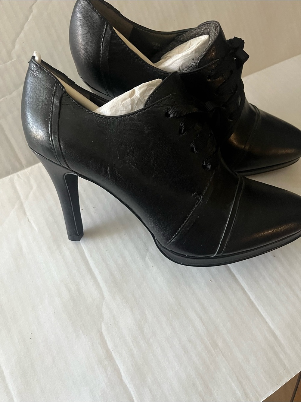 Tahari Black Lace-Up High Heel Ankle Booties.    NWOT.    Never Worn